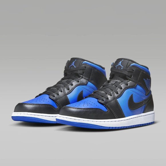 Air Jordan 1 Mid Men's Black, Blue & White Sneakers - USA Size:11.5 - New in Box - Picture 10 of 13